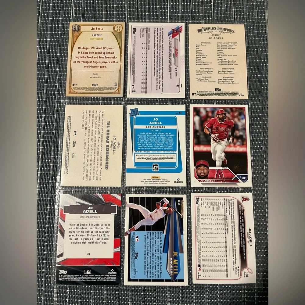 ⚾️ Jo Adell Angels MLB Baseball Sports Cards, Bundle of 9, 2 Rookies & Rated RC